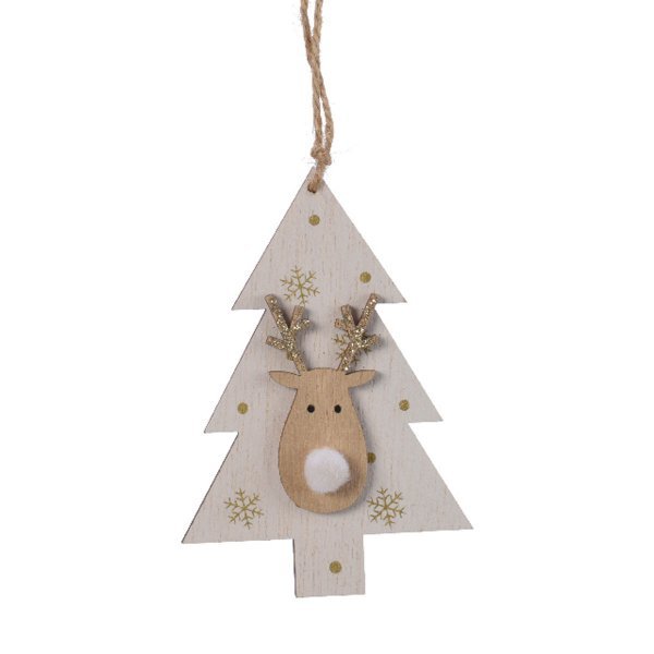 Χριστουγεννιάτικο Ξύλινο Δεντράκι με Ελάφι (10cm)